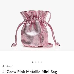J. Crew Mini Drawstring Crossbody Metallic Pink Handbag Evening Bag Mint